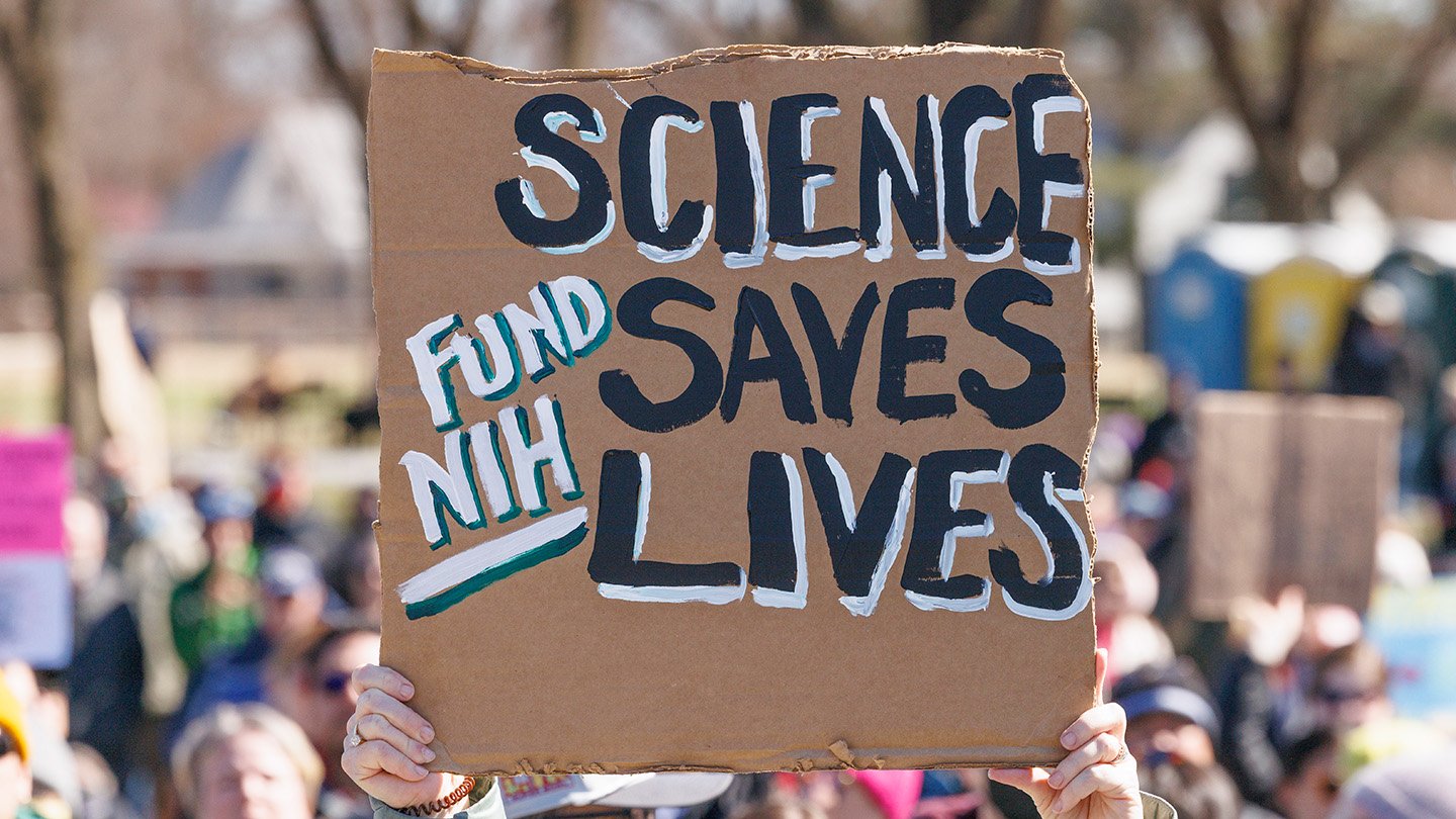 Protesters gather near the Lincoln Memorial during the March 7, 2025, “Rally for Science” on ...