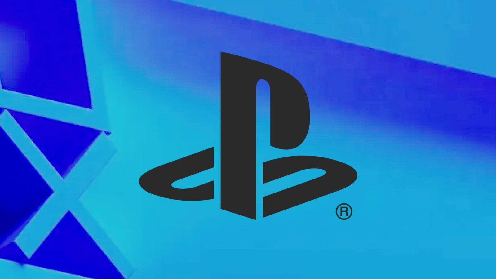 Black PlayStation log on a vibrant blue background showing the brand's square and cross symbols.