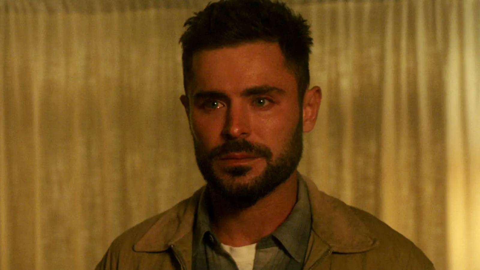 Zac Efron with misty eyes in Firestarter (2022)