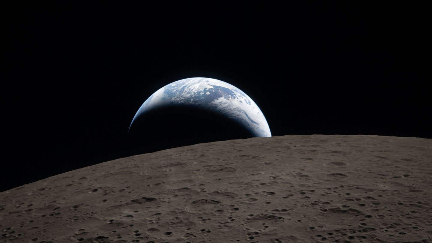 An Artemis II astronaut captured the crescent Earth setting behind the moon at 6:41 p.m. Eastern ...