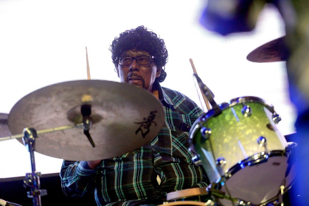 James Gadson performs during the Playing for Change - We are One Benefit concert at The Mayan on ...