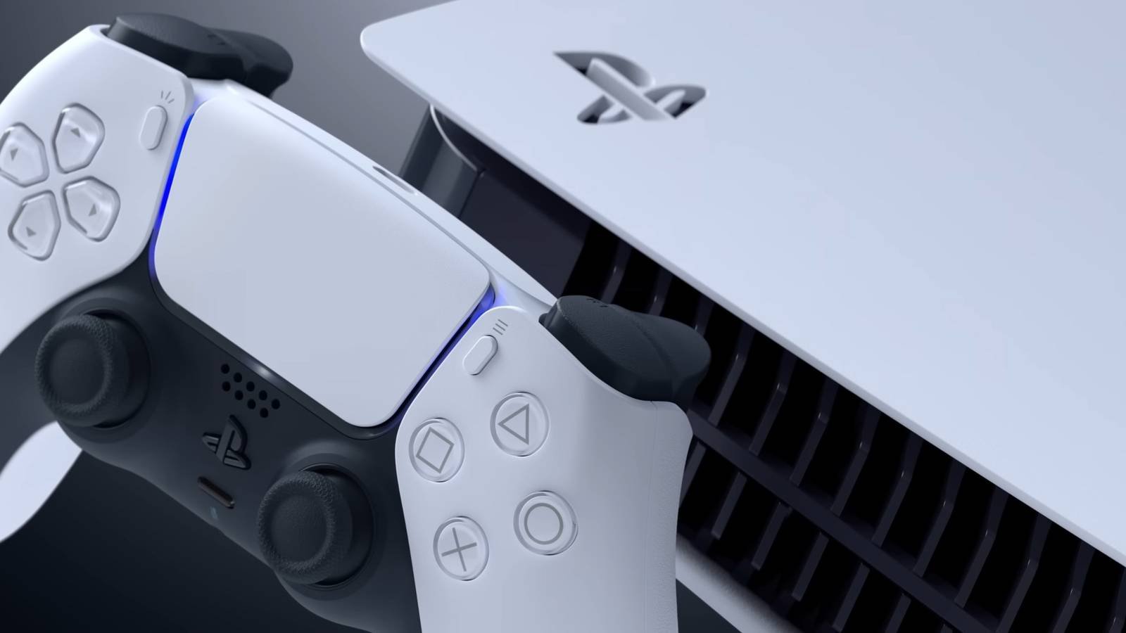 The DualSense right next to a PlayStation 5 console.