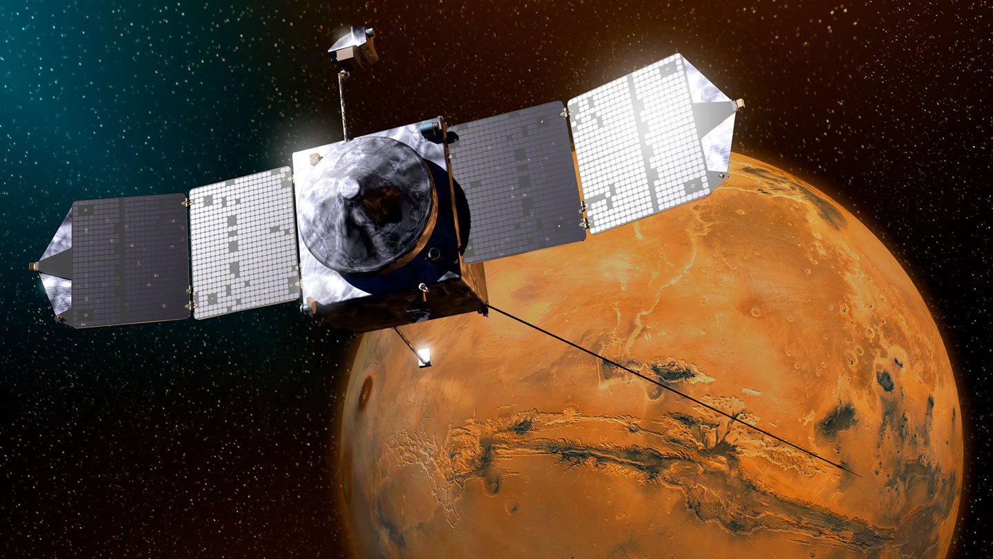 NASA’s MAVEN orbiter (illustrated) studied Mars’ atmosphere for 11 years, finding evidence th...