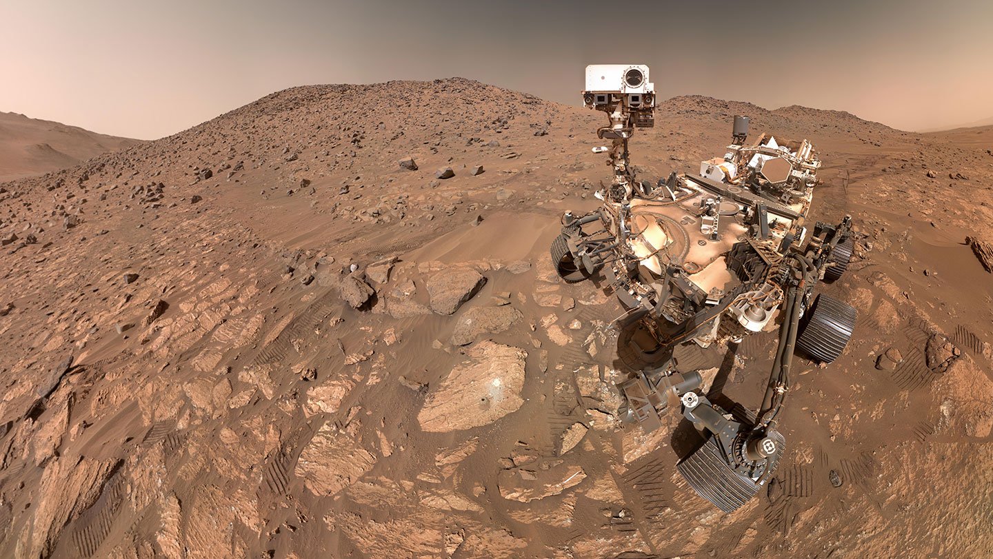 In July 2024, the Perseverance rover on Mars snapped this selfie next to a rock dubbed Cheyava Fa...