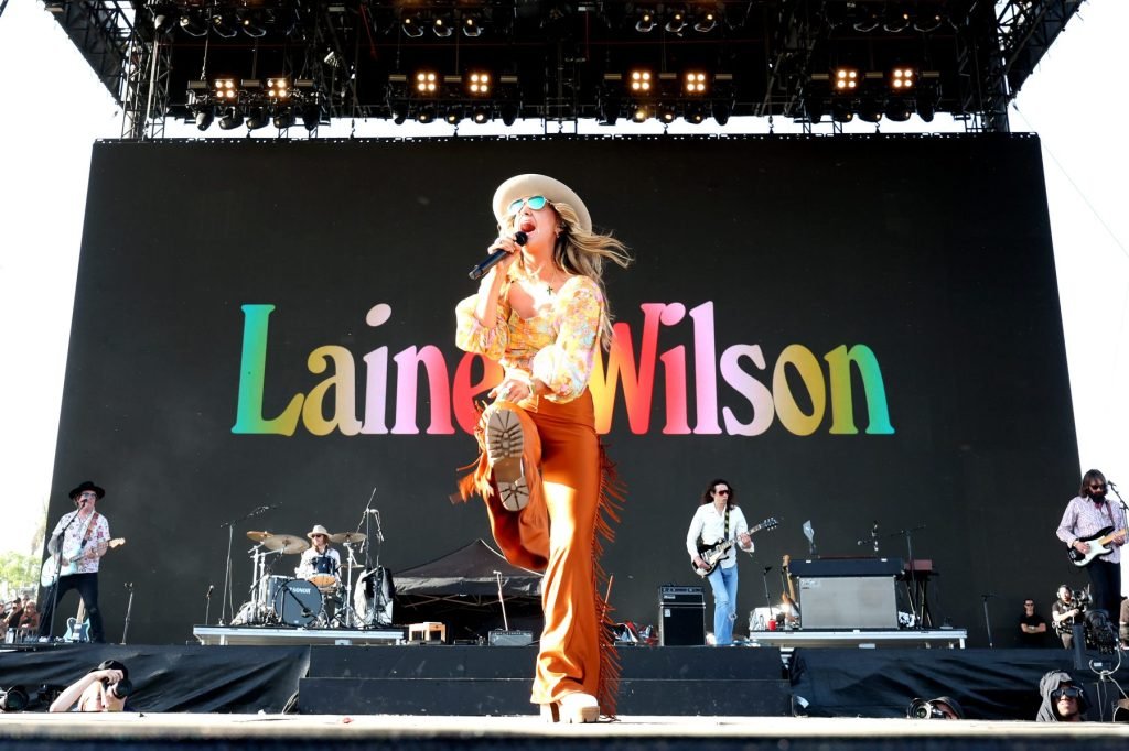 Lainey Wilson performs during Day 3 of the 2023 Stagecoach Festival on April 30, 2023, in Indio, ...