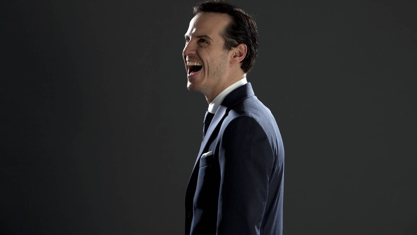 Andrew Scott as Jim Moriarty in Sherlock season 2 promo shot