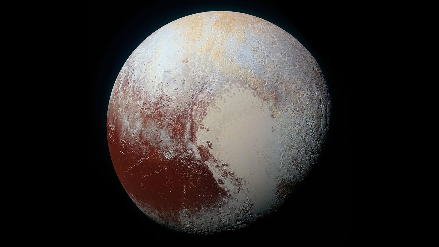 Newly discovered landslides on Pluto (shown in a 2015 photo from the New Horizons spacecraft) are...