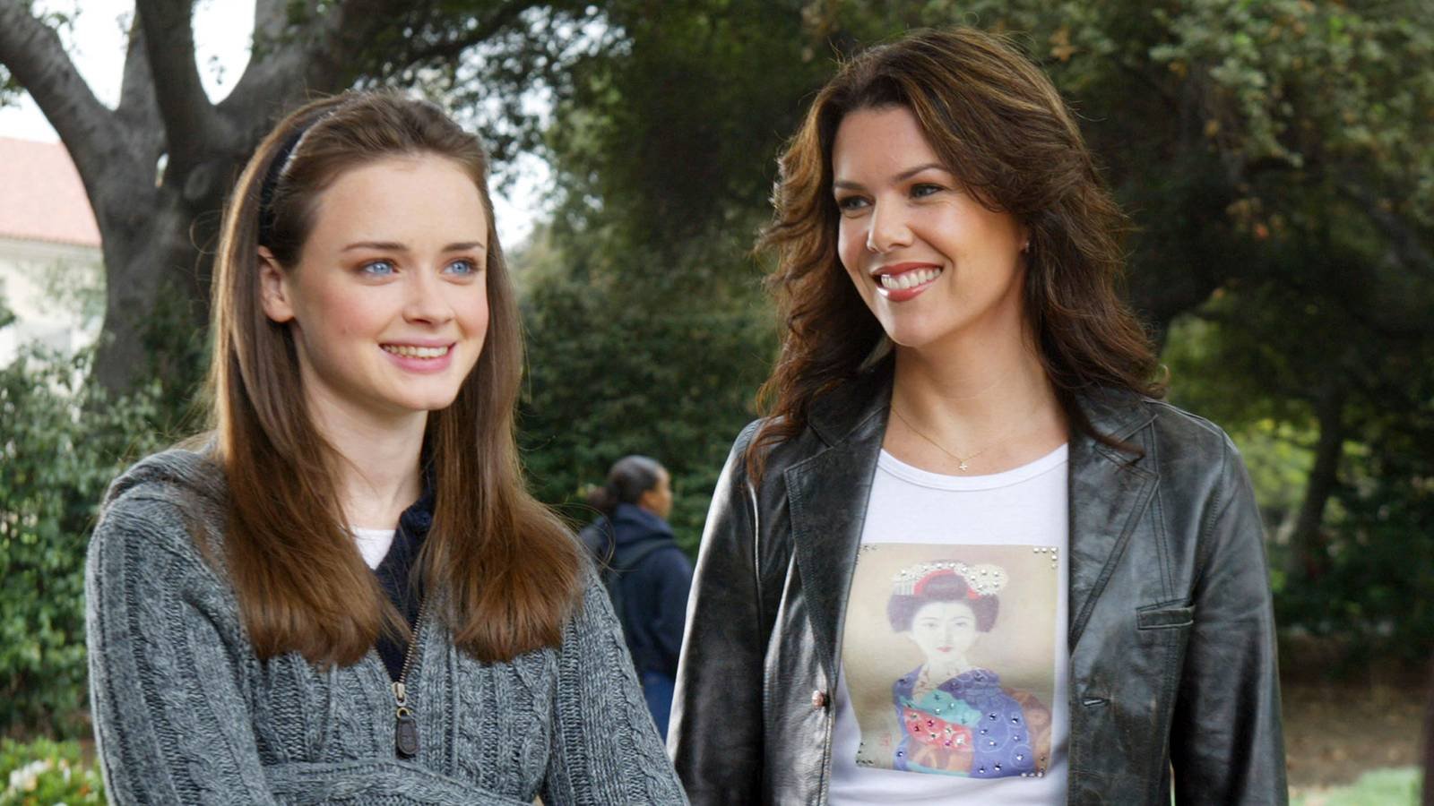 Rory and Lorelai smiling together in Gilmore Girls