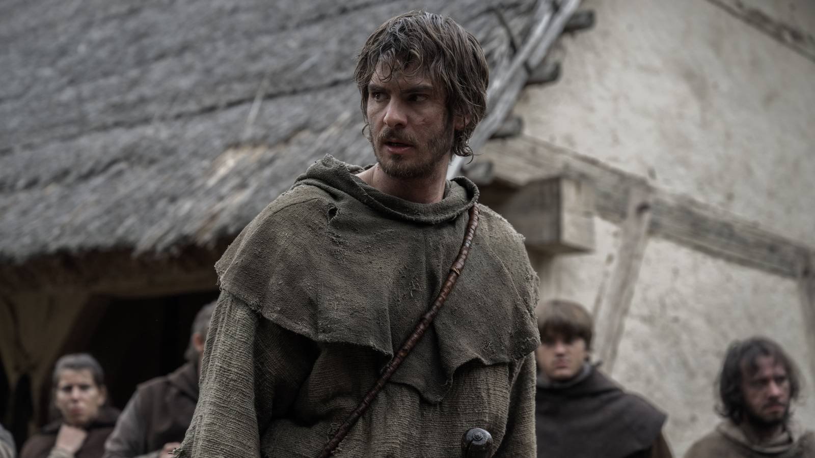 Andrew Garfield's Robin Hood dressed in medieval clothes