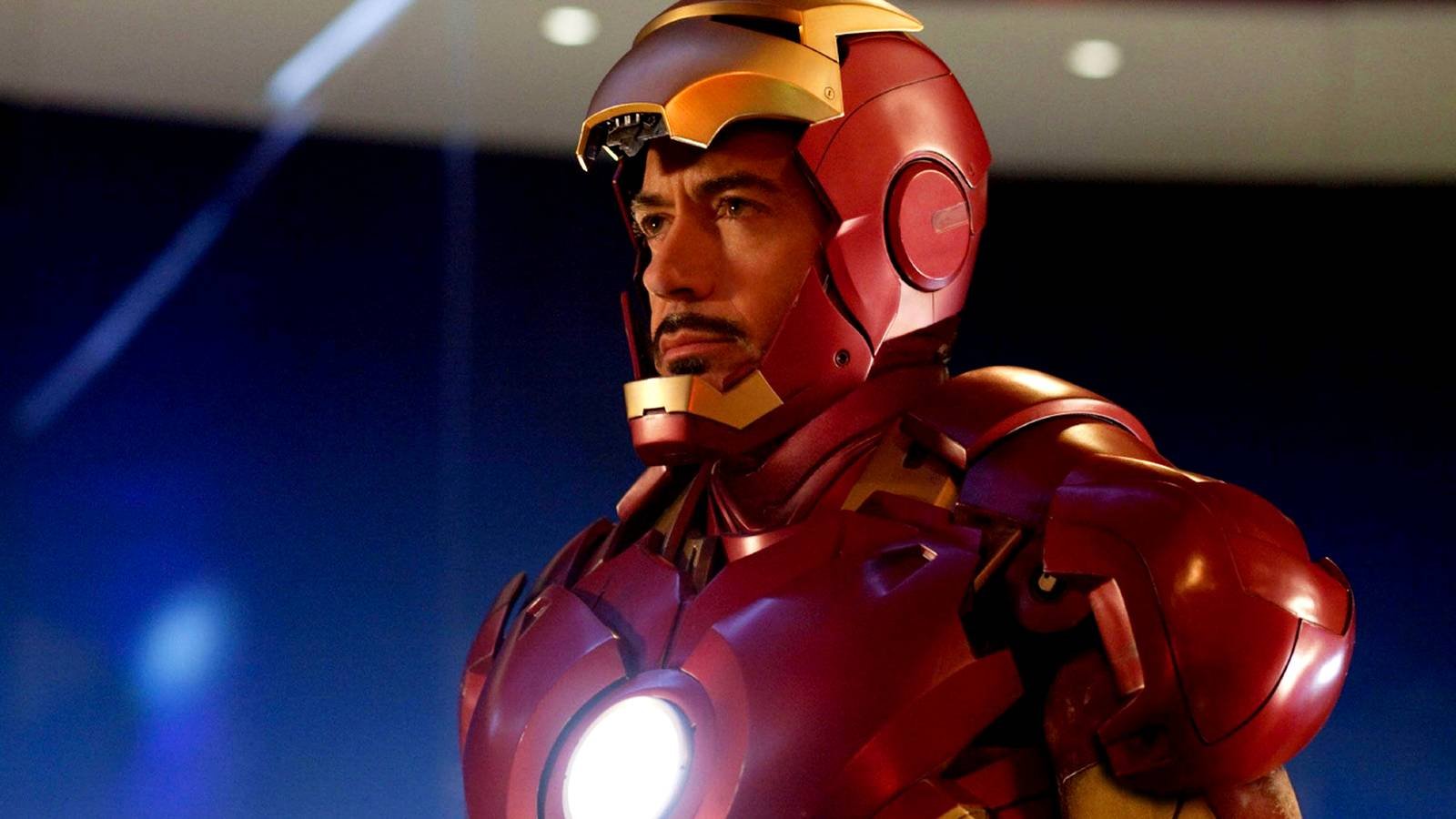 Robert Downey Jr in his suit in Iron Man