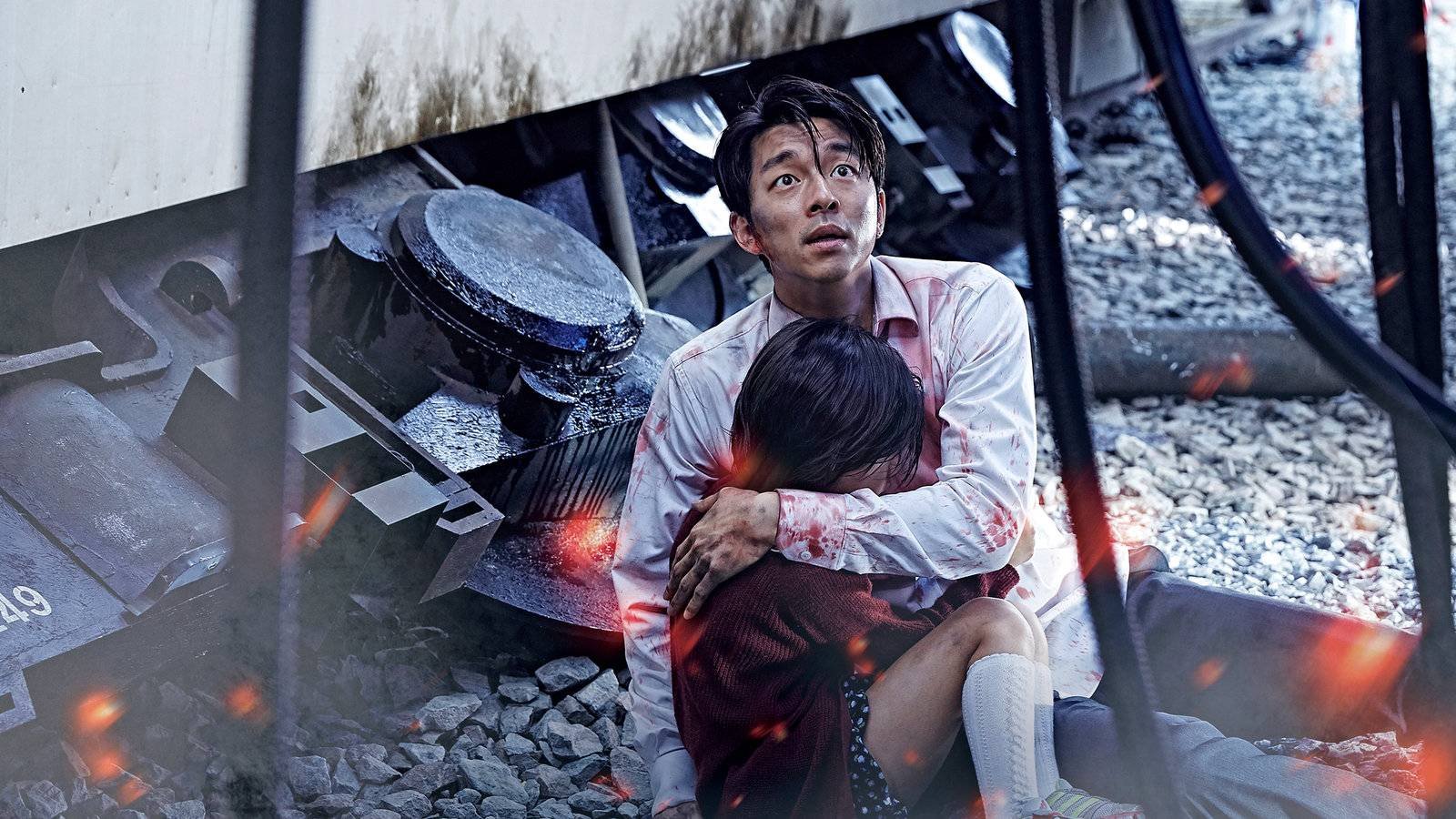 A father holding his child in Train to Busan