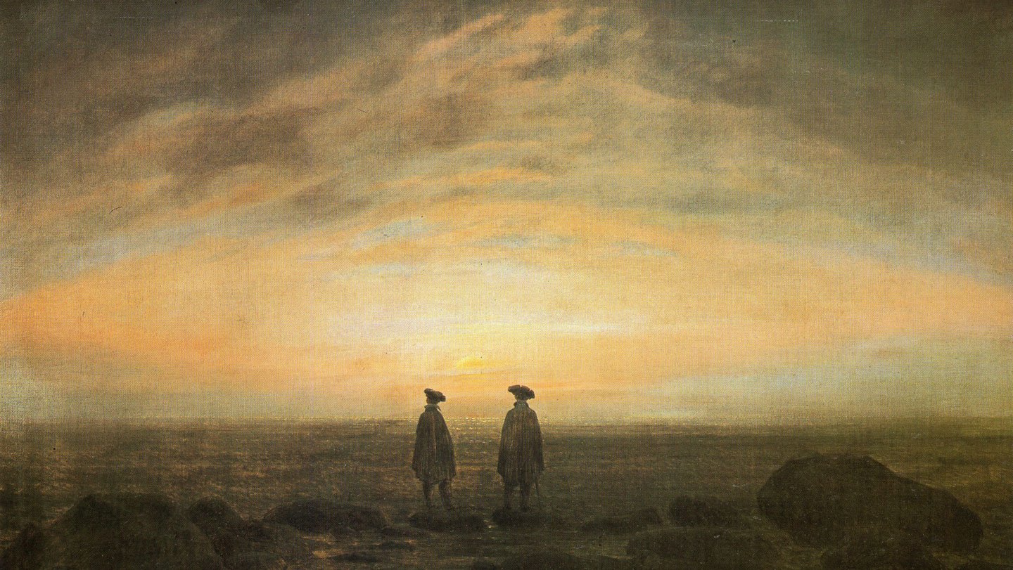 German artist Caspar David Friedrich painted Two Men by the Sea in 1817, two years after Mount Ta...