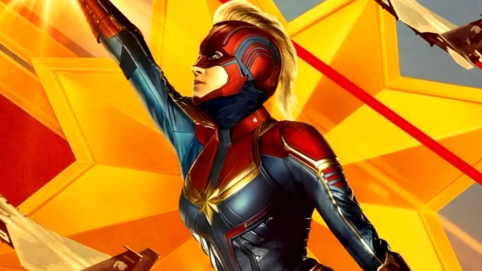 Brie Larson's Captain Marvel flies in MCU art